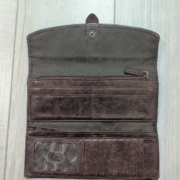 Fossil Fifty Four Y2K Vintage Dark Brown Soft Leather Wallet Gold Buckle NWOT - Picture 14 of 15